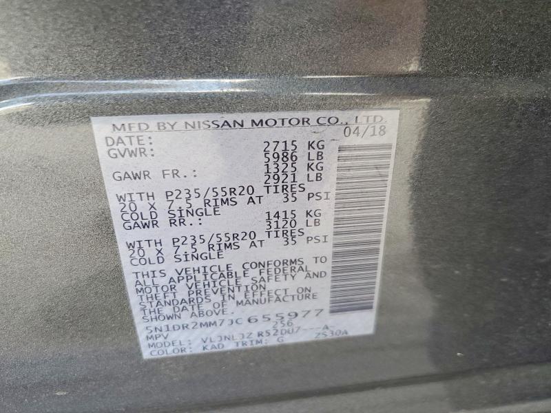 Auction sale of the 2018 Nissan Pathfinder, vin: 5N1DR2MM7JC655977, lot number: 47478696