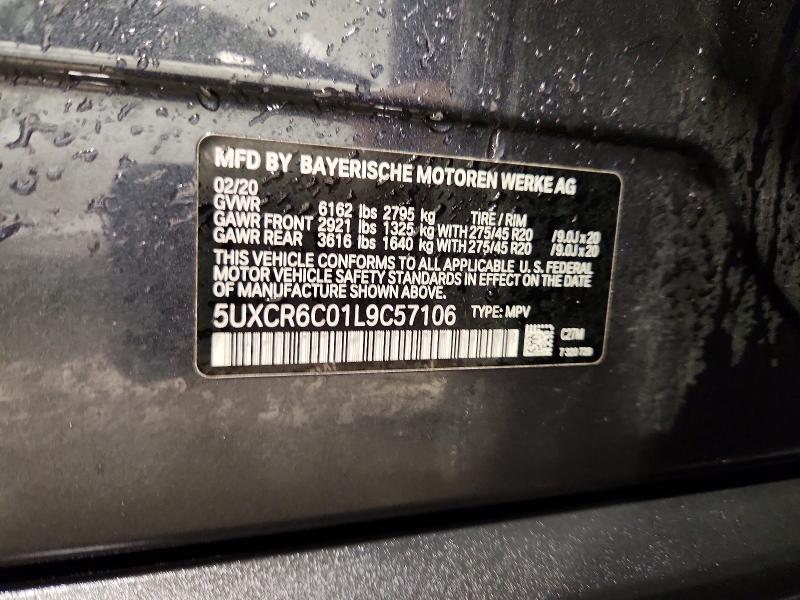 41912226 :رقم المزاد ، 5UXCR6C01L9C57106 vin ، 2020 Bmw X5 مزاد بيع