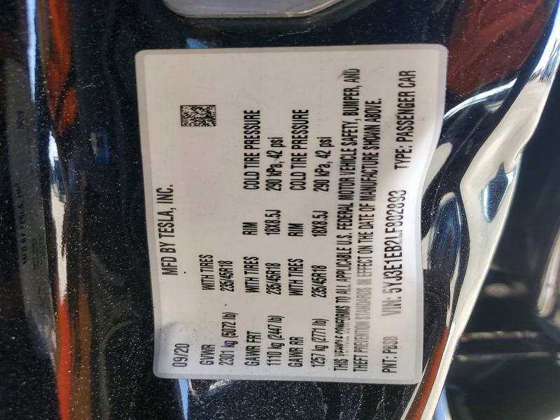 Продаж на аукціоні авто 2020 Tesla Model 3, vin: 5YJ3E1EB2LF802893, номер лоту: 46731106
