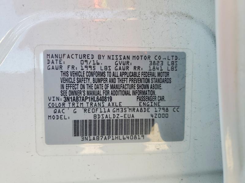 Aukcja sprzedaży 2016 Nissan Sentra, vin: 3N1AB7AP1HL640819, numer aukcji: 46566496