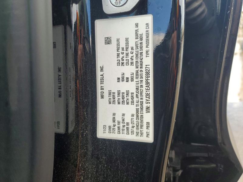77120945 :رقم المزاد ، 5YJ3E1EA9PF698271 vin ، 2023 Tesla Model 3 مزاد بيع