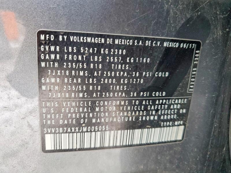 Aukcja sprzedaży 2018 Volkswagen Tiguan, vin: 3VV3B7AXXJM005055, numer aukcji: 79057365