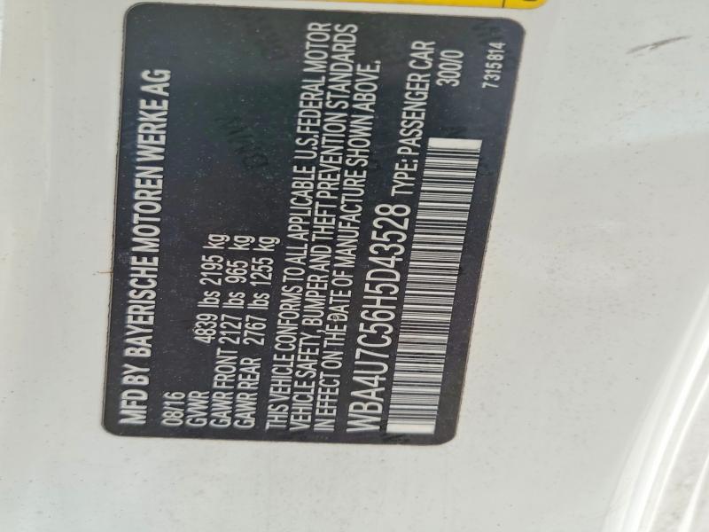 42075496 :رقم المزاد ، WBA4U7C56H5D43528 vin ، 2017 Bmw 430i مزاد بيع