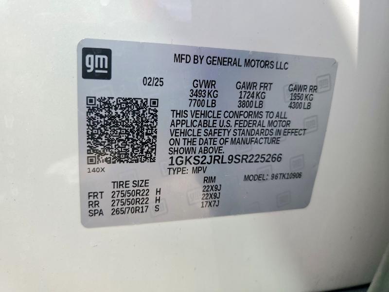 Продажа на аукционе авто 2025 Gmc Yukon Xl, vin: 1GKS2JRL9SR225266, номер лота: 47812906