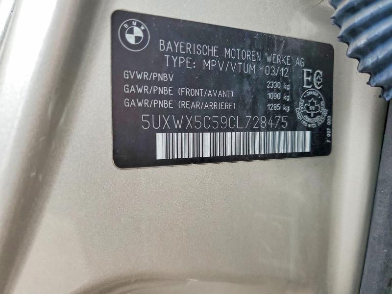 Продаж на аукціоні авто 2012 Bmw X3, vin: 5UXWX5C59CL728475, номер лоту: 46203686