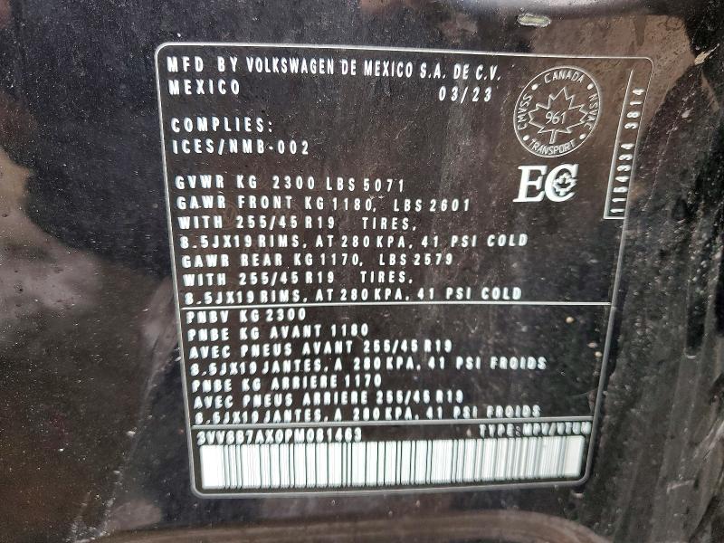 79316115 :رقم المزاد ، 3VV8B7AX0PM081463 vin ، 2023 Volkswagen Tiguan مزاد بيع