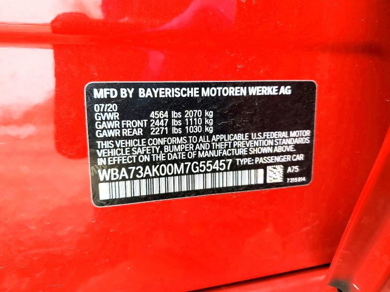 47751706 :رقم المزاد ، WBA73AK00M7G55457 vin ، 2021 Bmw 228xi مزاد بيع