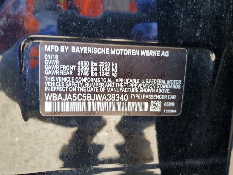 Продаж на аукціоні авто 2018 Bmw 530, vin: WBAJA5C58JWA38340, номер лоту: 41784356
