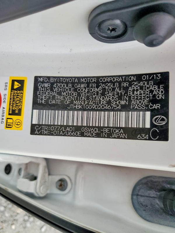 2013 Lexus Es 350 მანქანა იყიდება აუქციონზე, vin: JTHBK1GG9D2046754, აუქციონის ნომერი: 79949705