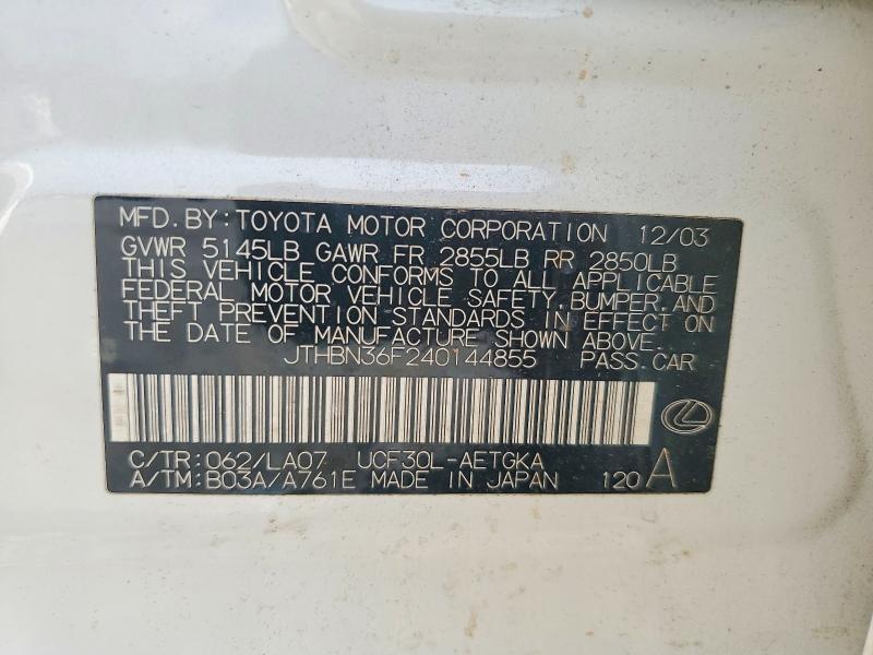 41869856 :رقم المزاد ، JTHBN36F240144855 vin ، 2004 Lexus Ls 430 مزاد بيع