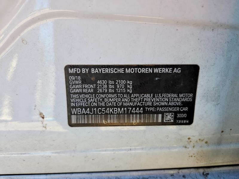 Продажа на аукционе авто 2019 Bmw 430i, vin: WBA4J1C54KBM17444, номер лота: 79430305