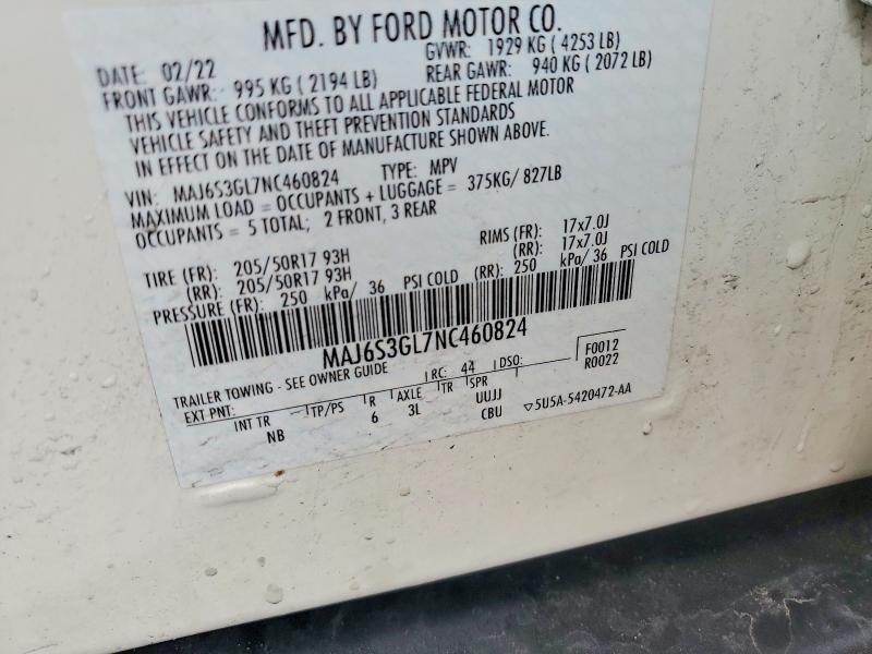 Aukcja sprzedaży 2022 Ford Ecosport, vin: MAJ6S3GL7NC460824, numer aukcji: 41584526
