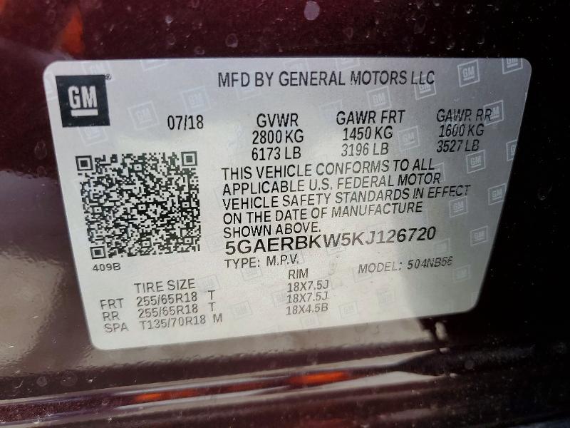 47712956 :رقم المزاد ، 5GAERBKW5KJ126720 vin ، 2019 Buick Enclave مزاد بيع