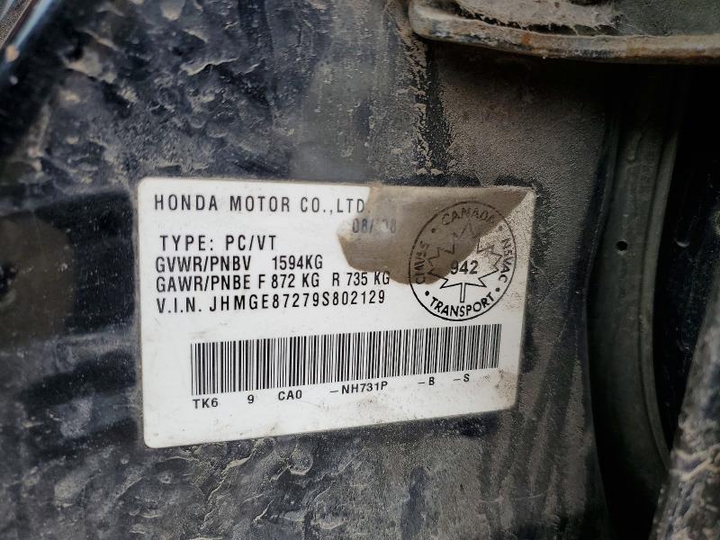2009 Honda Fit მანქანა იყიდება აუქციონზე, vin: JHMGE87279S802129, აუქციონის ნომერი: 47951506