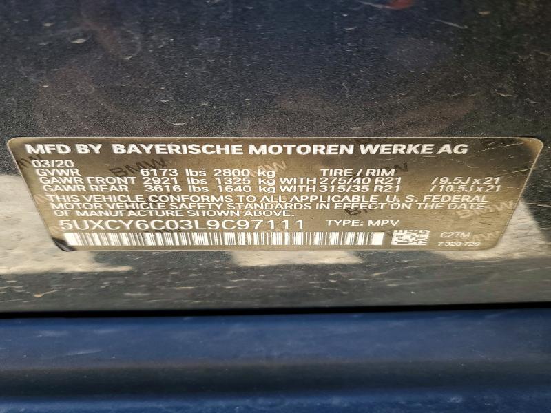 2020 Bmw X6 მანქანა იყიდება აუქციონზე, vin: 5UXCY6C03L9C97111, აუქციონის ნომერი: 46325156