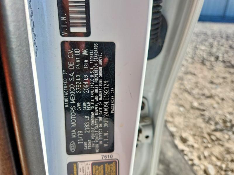 46567476 :رقم المزاد ، 3KPF24AD9LE192124 vin ، 2020 Kia Forte مزاد بيع
