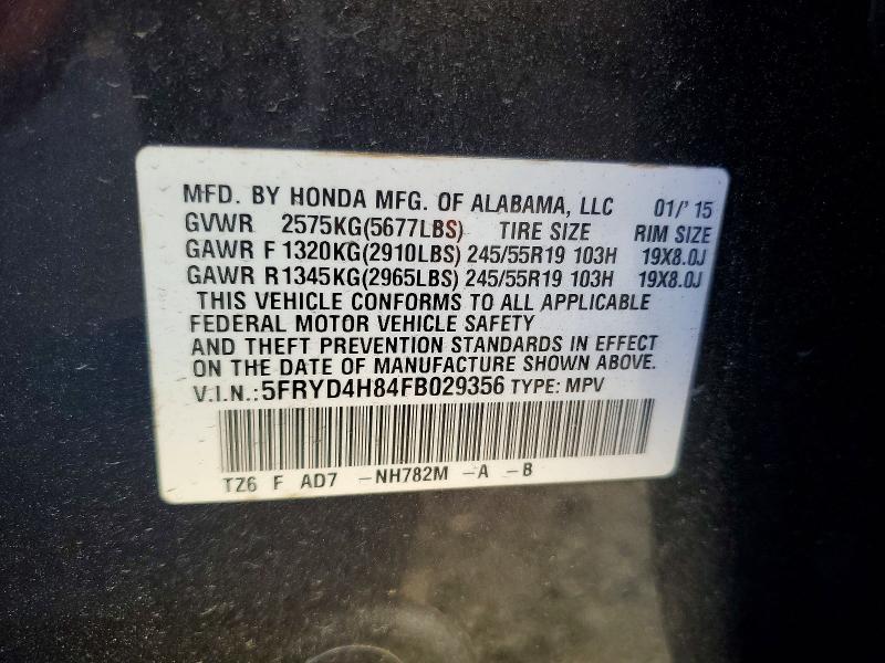 Aukcja sprzedaży 2015 Acura Mdx, vin: 5FRYD4H84FB029356, numer aukcji: 47617976