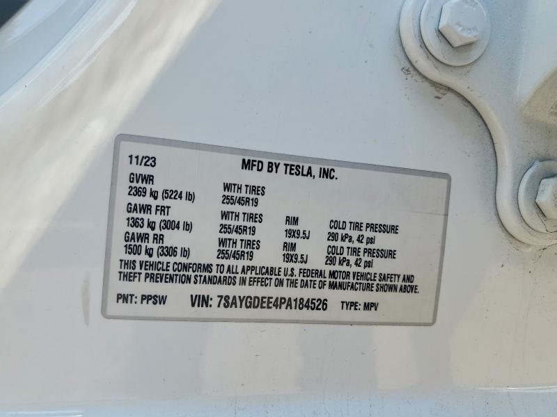 2023 Tesla Model Y მანქანა იყიდება აუქციონზე, vin: 7SAYGDEE4PA184526, აუქციონის ნომერი: 47363996