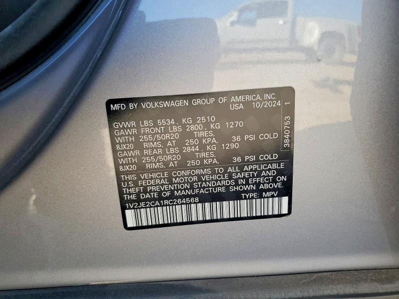 46957176 :رقم المزاد ، 1V2JE2CA1RC264568 vin ، 2024 Volkswagen Atlas Cross Sport مزاد بيع