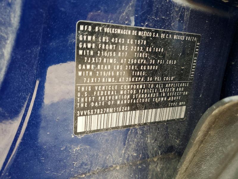 Продаж на аукціоні авто 2024 Volkswagen Taos, vin: 3VV5X7B27RM116249, номер лоту: 46731646