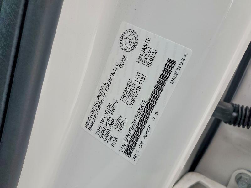 45922136 :رقم المزاد ، 5FNYF9H84TB500412 vin ، 2026 Honda Passport مزاد بيع