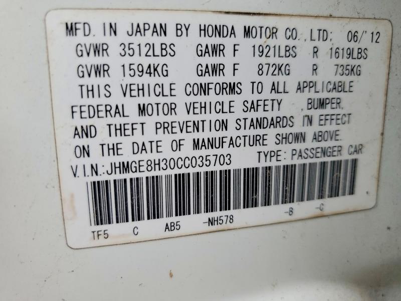 Продажа на аукционе авто 2012 Honda Fit, vin: JHMGE8H30CC035703, номер лота: 74320915
