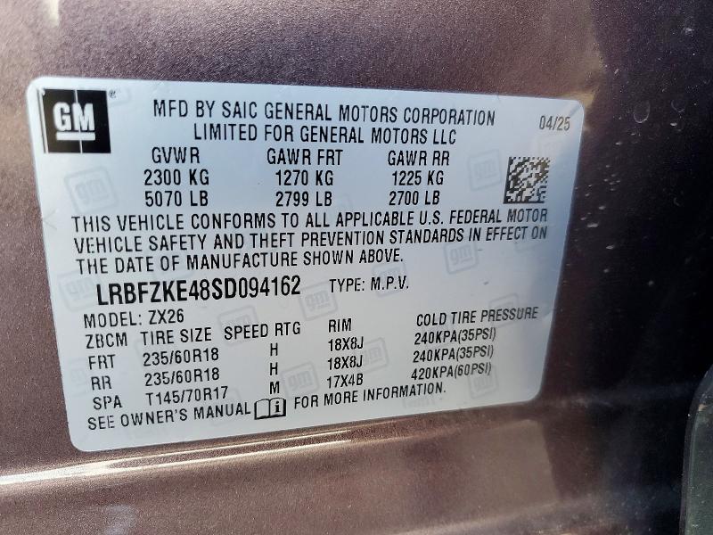 Aukcja sprzedaży 2025 Buick Envision, vin: LRBFZKE48SD094162, numer aukcji: 47784616