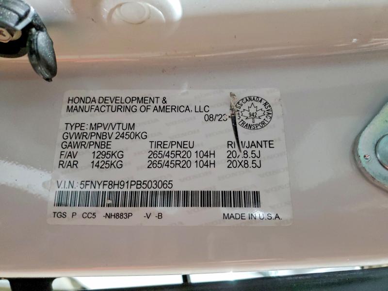 Продажа на аукционе авто 2023 Honda Passport Touring 4dr, vin: 5FNYF8H91PB503065, номер лота: 79562845
