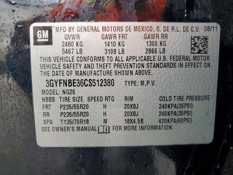 2012 Cadillac Srx მანქანა იყიდება აუქციონზე, vin: 3GYFNBE36CS512380, აუქციონის ნომერი: 47340626