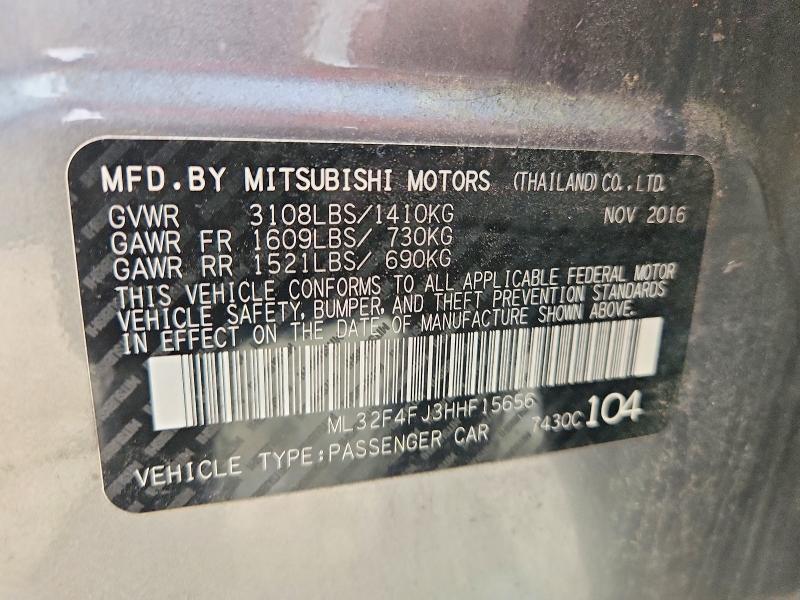 Продаж на аукціоні авто 2017 Mitsubishi Mirage, vin: ML32F4FJ3HHF15656, номер лоту: 41788526