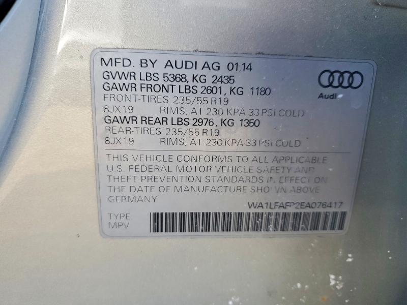 Продажа на аукционе авто 2014 Audi Q5, vin: WA1LFAFP2EA076417, номер лота: 78952665