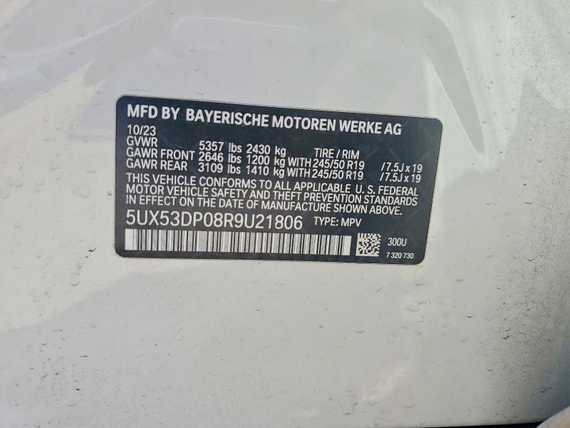 79432415 :رقم المزاد ، 5UX53DP08R9U21806 vin ، 2024 Bmw X3 مزاد بيع