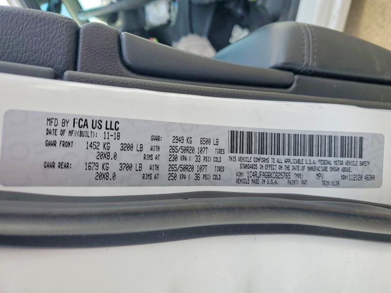Продажа на аукционе авто 2019 Jeep Grand Cherokee, vin: 1C4RJFAG6KC625765, номер лота: 79207585