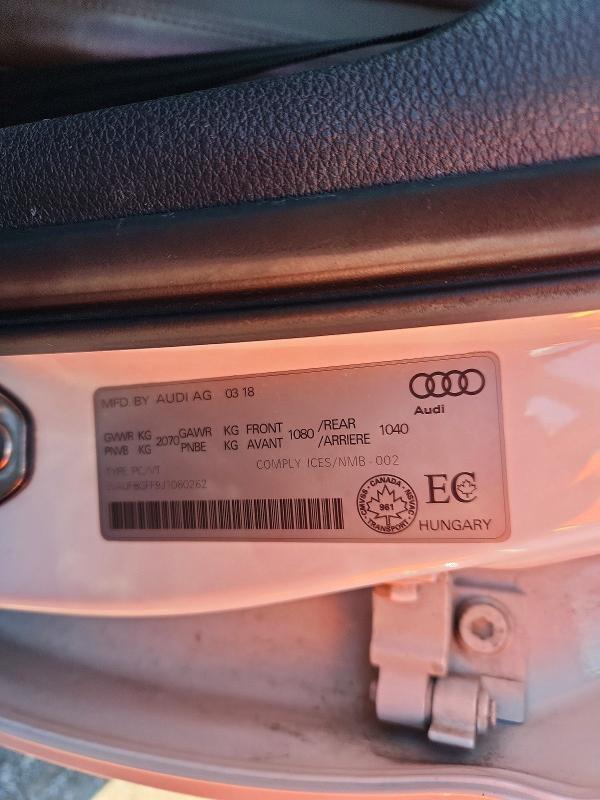 Aukcja sprzedaży 2018 Audi A3, vin: WAUF8GFF9J1060262, numer aukcji: 46848616