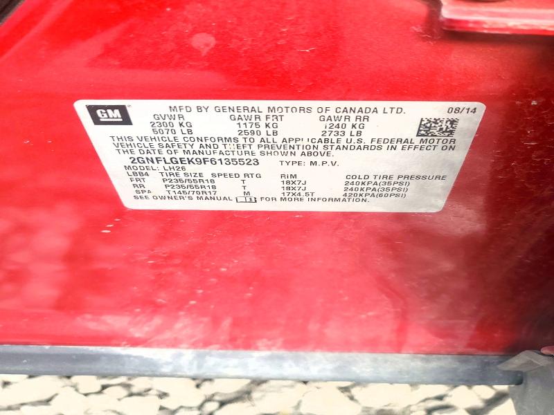 Продаж на аукціоні авто 2015 Chevrolet Equinox, vin: 2GNFLGEK9F6135523, номер лоту: 79924375
