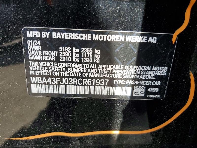 Продаж на аукціоні авто 2024 Bmw 530, vin: WBA43FJ03RCR61937, номер лоту: 47651616