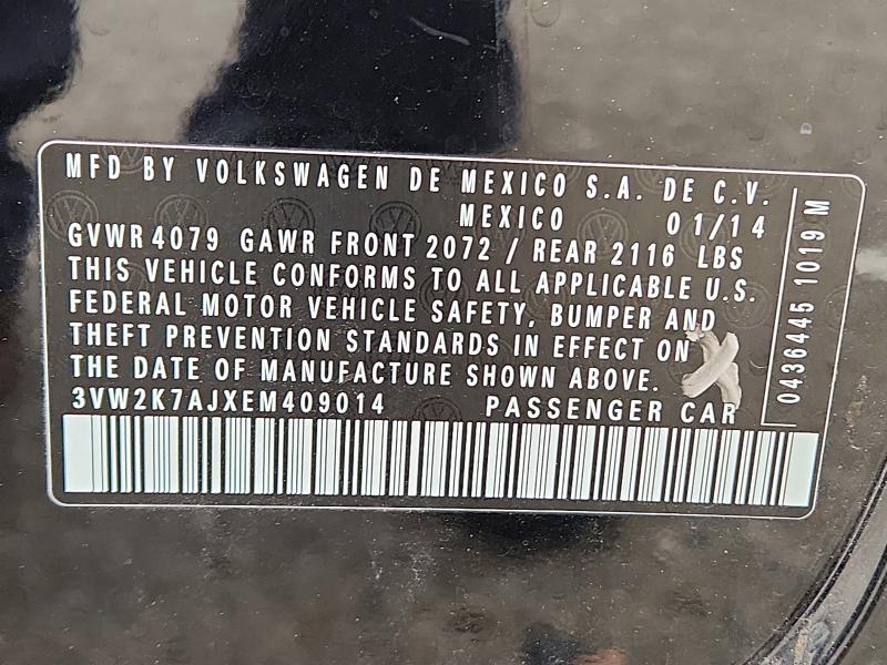 48284936 :رقم المزاد ، 3VW2K7AJXEM409014 vin ، 2014 Volkswagen Jetta مزاد بيع