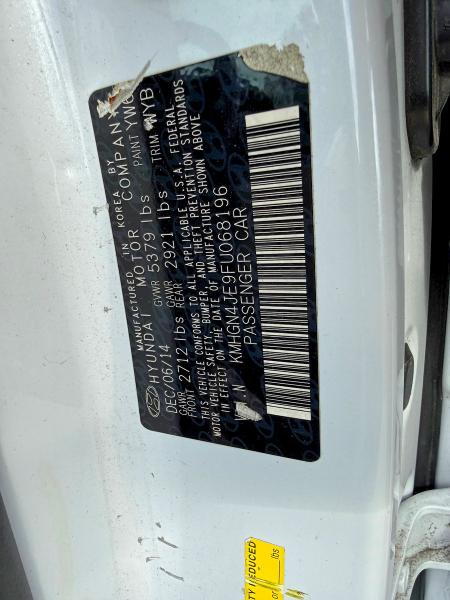 Aukcja sprzedaży 2015 Hyundai Genesis, vin: KMHGN4JE9FU068196, numer aukcji: 41582016