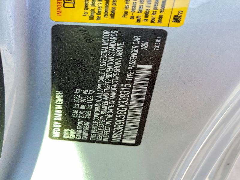 46645106 :رقم المزاد ، WBS3R9C56GK338315 vin ، 2016 Bmw M4 مزاد بيع