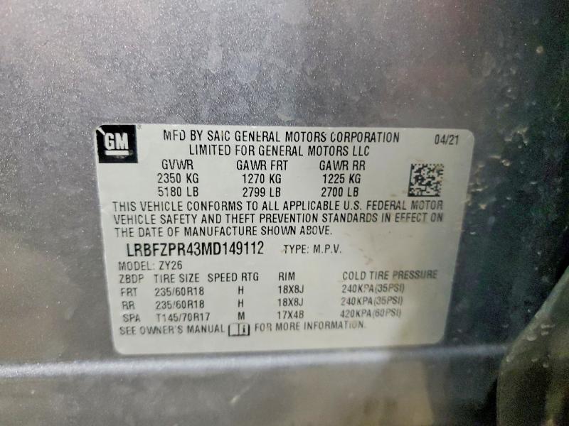Продаж на аукціоні авто 2021 Buick Envision, vin: LRBFZPR43MD149112, номер лоту: 79719995