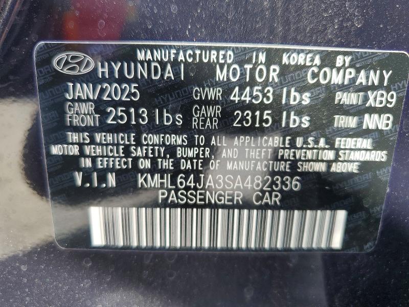 2025 Hyundai Sonata მანქანა იყიდება აუქციონზე, vin: KMHL64JA3SA482336, აუქციონის ნომერი: 47872196