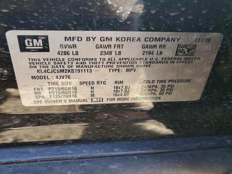 46862276 :رقم المزاد ، KL4CJCSM2KB791113 vin ، 2019 Buick Encore مزاد بيع