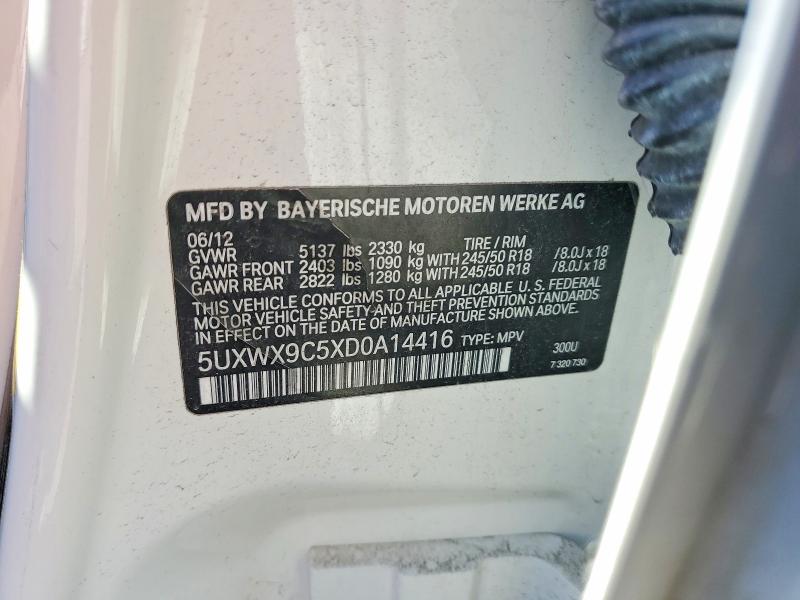 45802886 :رقم المزاد ، 5UXWX9C5XD0A14416 vin ، 2013 Bmw X3 مزاد بيع