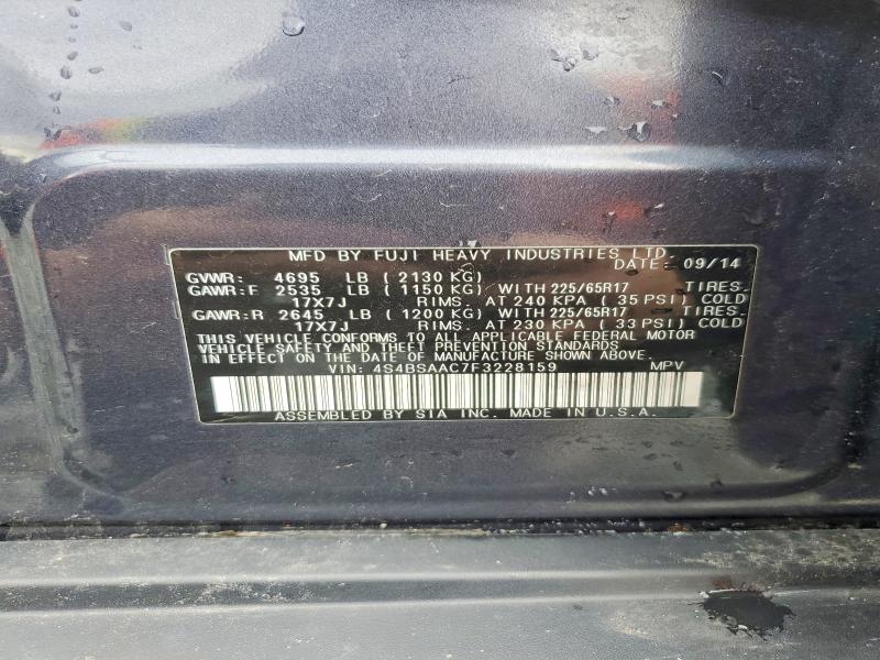 2015 Subaru Outback მანქანა იყიდება აუქციონზე, vin: 4S4BSAAC7F3228159, აუქციონის ნომერი: 46439666