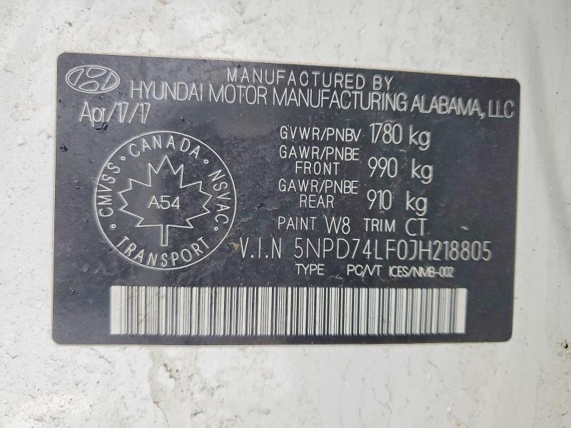 Продаж на аукціоні авто 2018 Hyundai Elantra Gls 4d Sedan, vin: 5NPD74LF0JH218805, номер лоту: 46165816