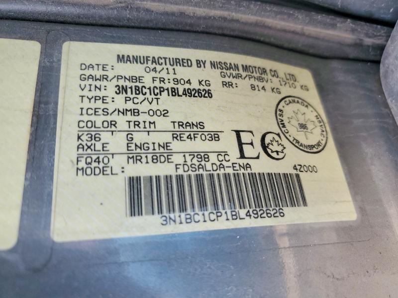 Продаж на аукціоні авто 2011 Nissan Versa, vin: 3N1BC1CP1BL492626, номер лоту: 41952346
