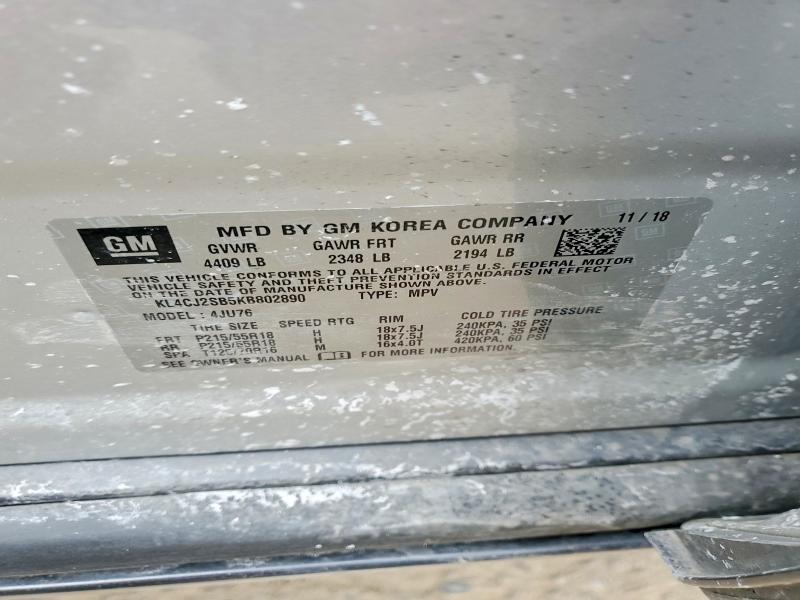 46630936 :رقم المزاد ، KL4CJ2SB5KB802890 vin ، 2019 Buick Encore مزاد بيع