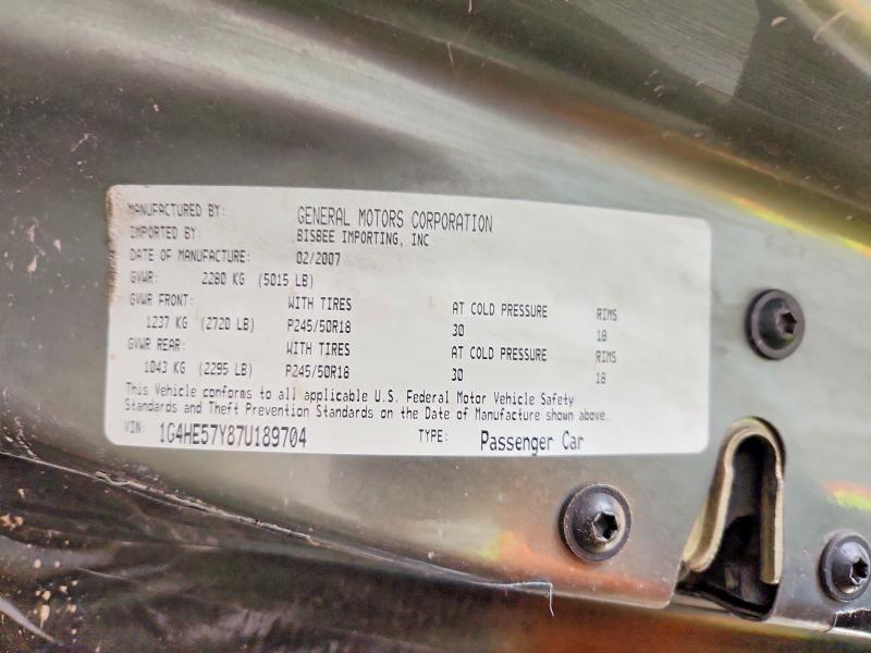 2007 Buick Lucerne მანქანა იყიდება აუქციონზე, vin: 1G4HE57Y87U189704, აუქციონის ნომერი: 47828436