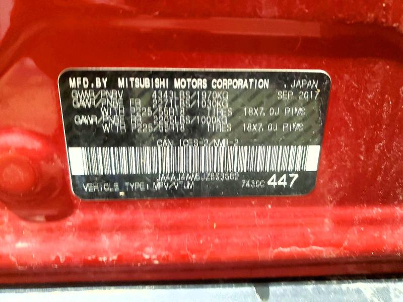 47808946 :رقم المزاد ، JA4AJ4AW5JZ603562 vin ، 2018 Mitsubishi Rvr مزاد بيع