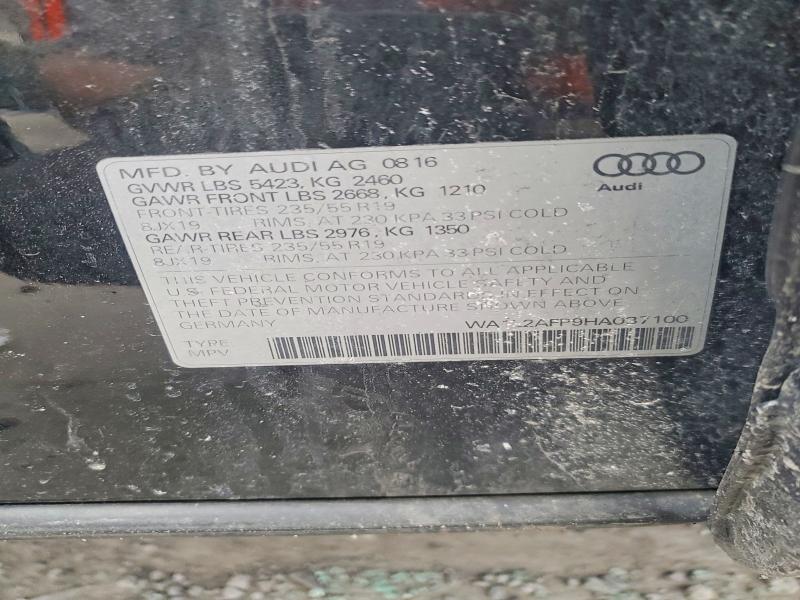 2017 Audi Q5 მანქანა იყიდება აუქციონზე, vin: WA1L2AFP9HA037100, აუქციონის ნომერი: 47613736